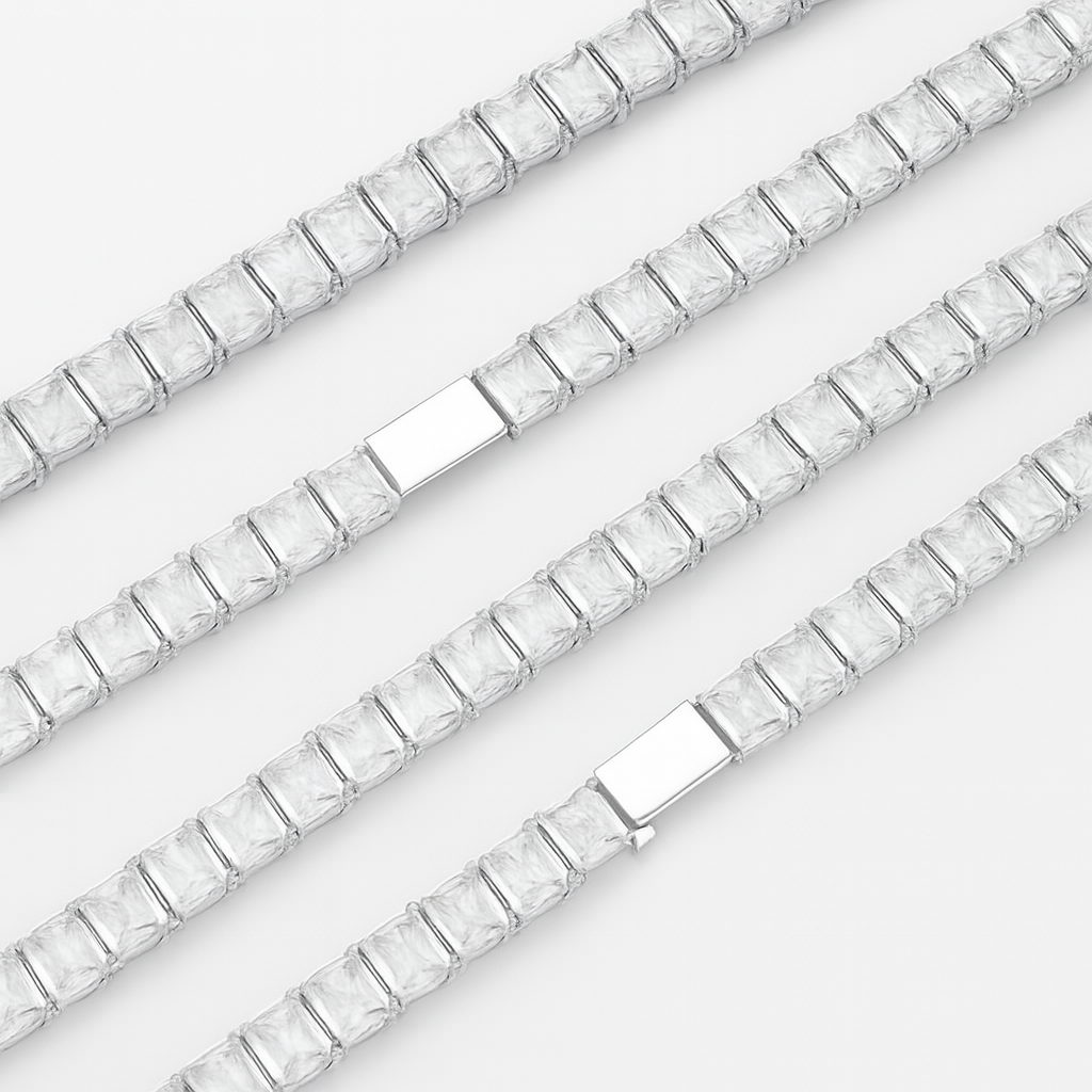 VIORA 6mm Iced Rectangular Tennis Bracelet