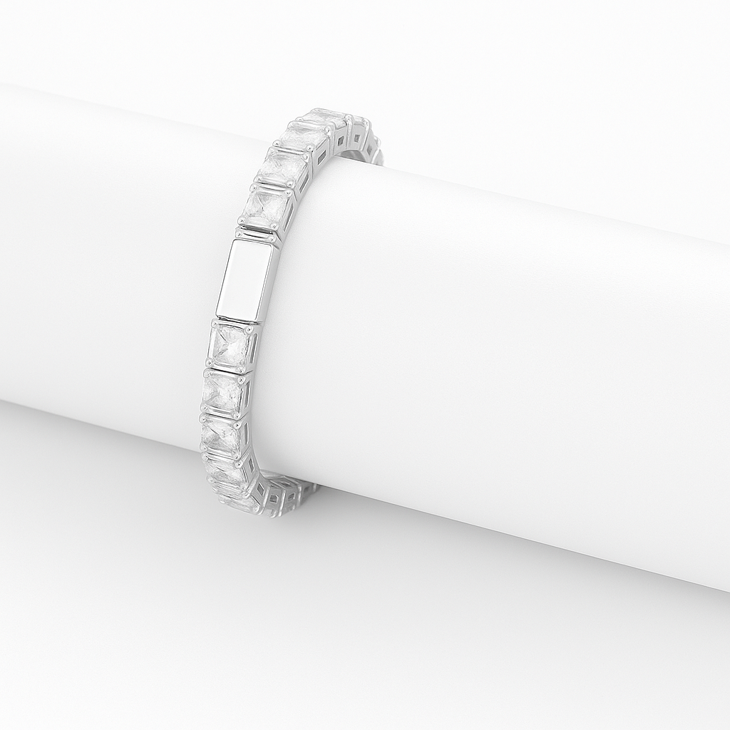 VIORA 6mm Iced Rectangular Tennis Bracelet